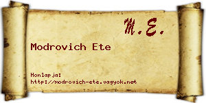 Modrovich Ete névjegykártya